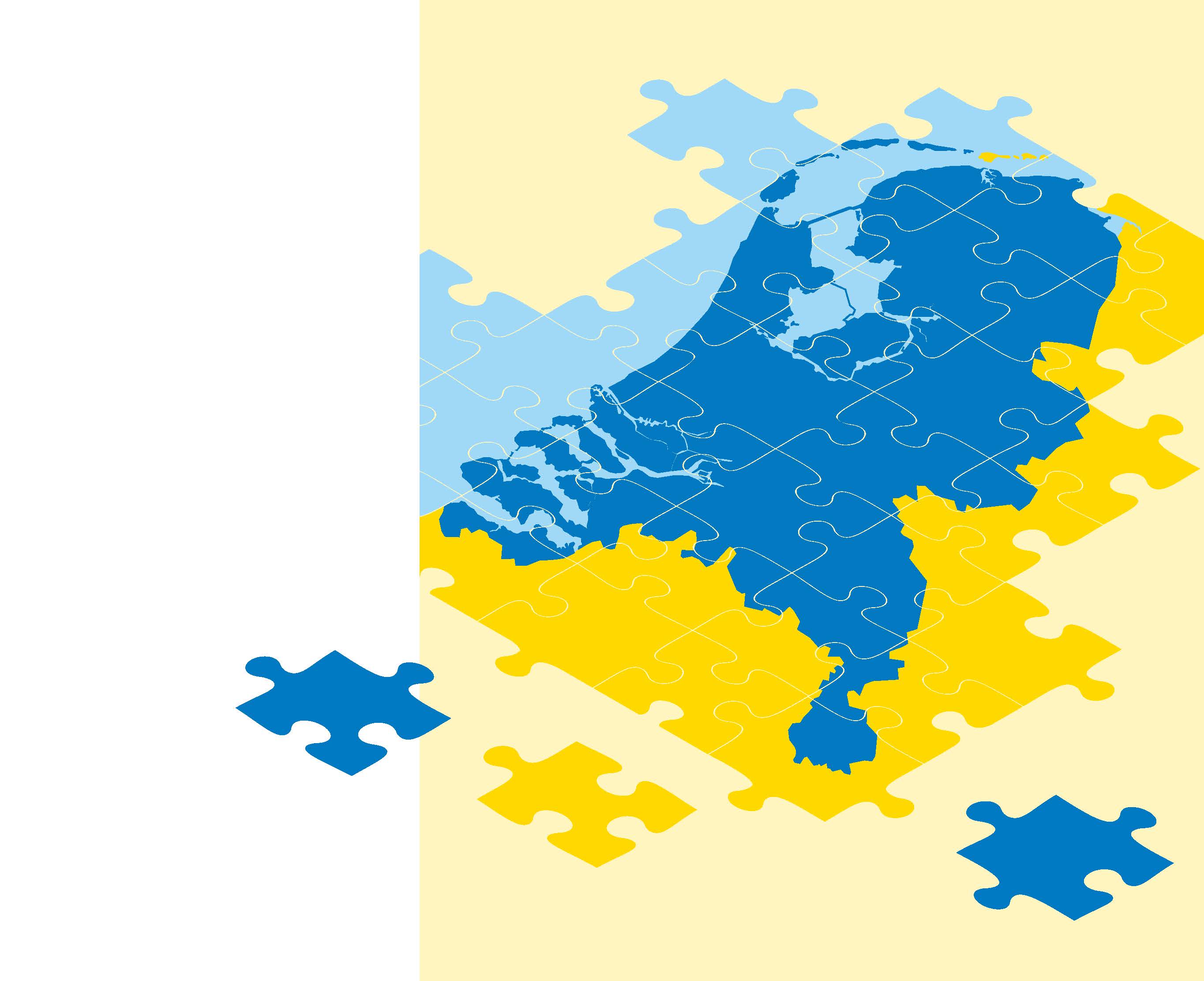 Illustratie met kaart van Nederland in puzzelstukjes
