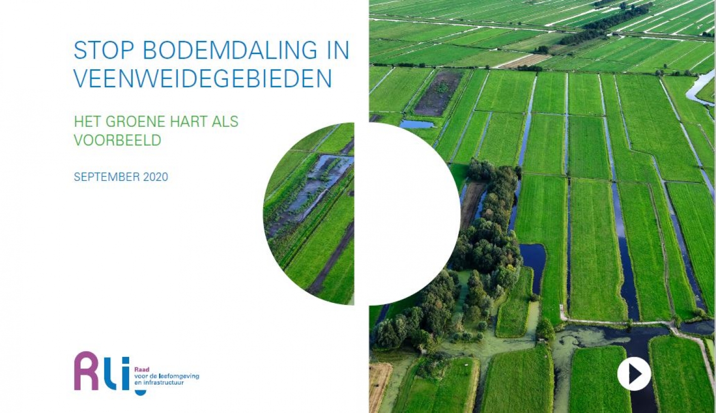 foto van de kaft met titel en datum van publicatie september 2020 en luchtfoto van veenweidegebied Groene Hart